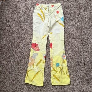 Just Cavalli size 26 floral Yellow Women's Jeans Y2K 2000s Cavalli